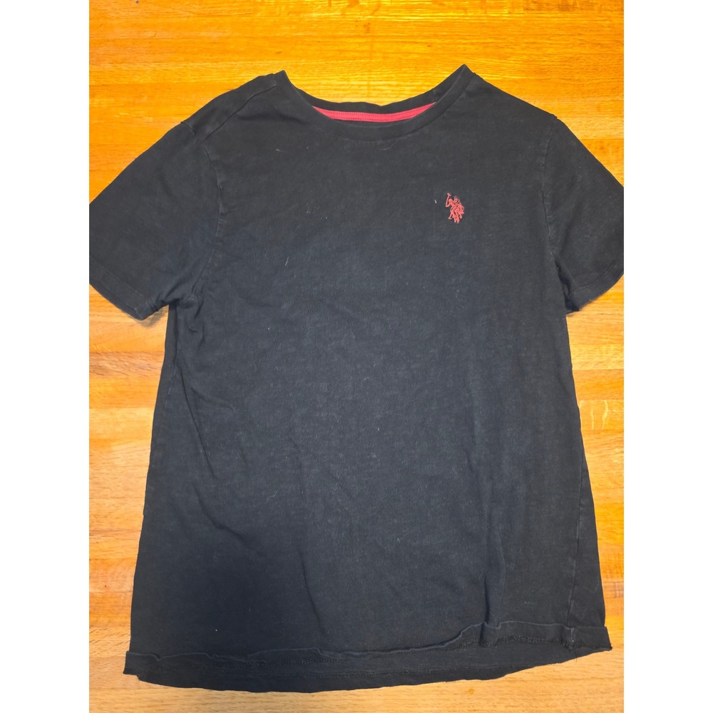 US Polo Assn Boys XXL 18 Black Short Sleeve Red Logo Crew Neck Casual T-Shirt